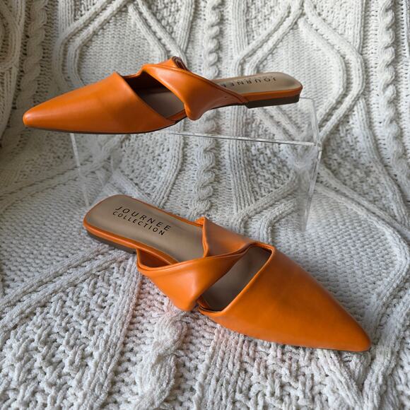 NEW Journee Women's Enniss Cutout Pointed Toe Mule Flats Size 7 Orange VOLS - Picture 5 of 8